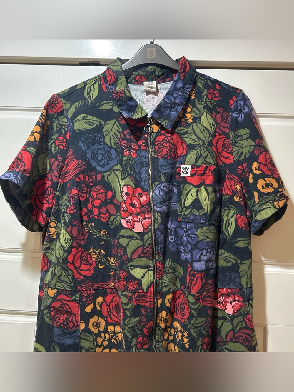 Lucy & Yak Ragan Floral Patchwork Short-Sleeve Jumpsuit in Multi-Color - Picture 5 of 8
